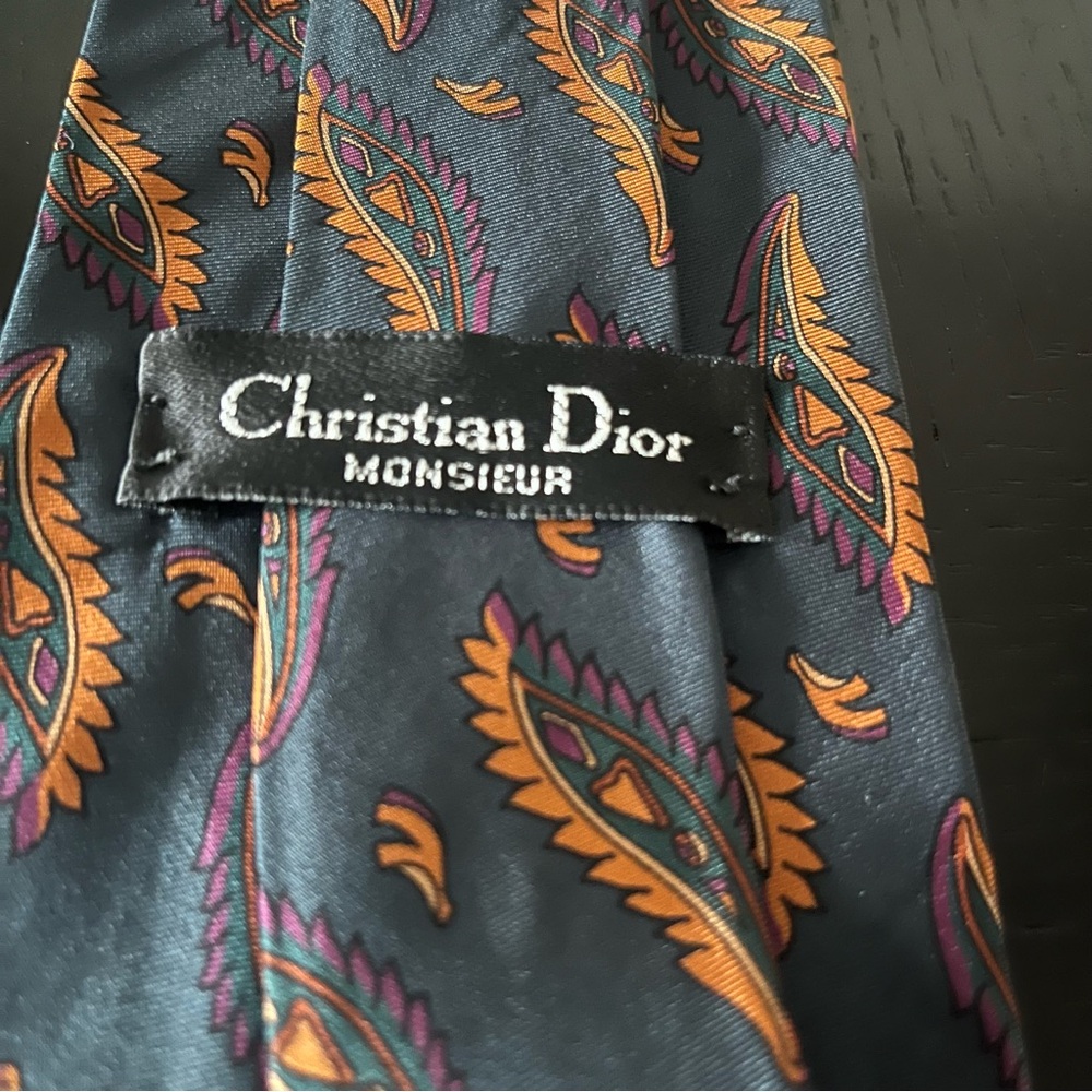 Christian Dior Monsieur Paisley Silk Green Tie 56”